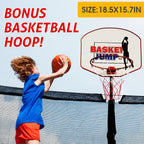 14FT Trampoline with Basketball Hoop&amp;Safety Enclosure Net for Kids/Adults Fitness Trampoline, Waterproof Jump Mat, Ladder, Spring Cover Pad Exercise Fitness Outdoor Trampoline