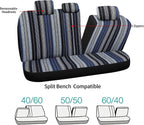 Pariitadin Baja Saddle Blanket Car Seat Covers Full Set with Seat Belt Pads, Washable Breathable Striped Woven Cloth Seat Covers for Cars Interior, Universal Fit Most Cars, Airbag Compatible, Blue