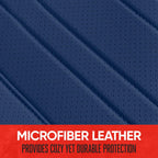 Motor Trend Seat Cover for Cars Trucks SUV, Faux Leather Rear Bench Blue Padded Car Seat Cover with Storage Pockets, Premium Interior Car Seat Cover