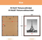 upsimples 16x20 Picture Frame Set of 5, Display Pictures 11x14 with Mat or 16x20 Without Mat, Wall Gallery Poster Frames, Dark Gray