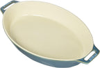 STAUB Ceramics Oval Baking Dish, 14.5-inch, Rustic Turquoise