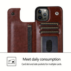 For  15/ 14/ 13/ 12/ 11 Pro Max/ Mini/ XR/ XS Max/ SE 2022/2020/ 7/ 8 Plus Wallet Case With Card Holder, PU Faux Leather Kickstand Card Slots Case, Double Magnetic Clasp And Durable Shockproof Cover