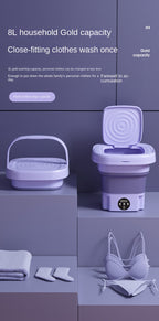 Portable Foldable Mini Washing Machine 8L High Capacity With 3 Modes Deep Cleaning Half Automatic Washt Soft Spin Dry For RV Travel, Camping