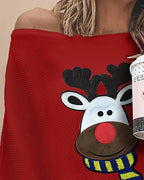 Christmas Moose Print Ribbed Top