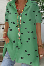 Casual Printed Short Sleeve Top*1 Shirts & Blouses