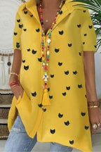 Casual Printed Short Sleeve Top*1 Shirts & Blouses