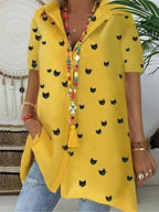 Casual Printed Short Sleeve Top*1 Shirts & Blouses