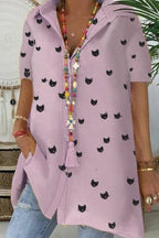 Casual Printed Short Sleeve Top*1 Shirts & Blouses