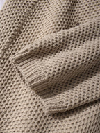 mens solid color knitted casual mid-length ripped loose sweater hooded cardigan