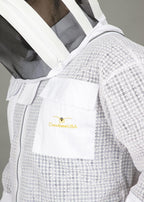 Sting Proof Premium 3 Layer Unisex White Mesh Beekeeping Suit Ultra Ventilated Beekeeping Suit Fencing Veil-L