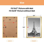 upsimples 13x19 Picture Frame Set of 5,Display Pictures 11x17 with Mat or 13x19 Without Mat, Wall Gallery Photo Frames,Gold