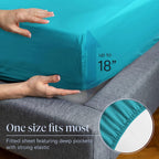 LuxClub Twin XL Sheets Set - Soft Twin Bed Sheets for Boys and Girls, 4 PC Deep Pockets 18" Eco Friendly Wrinkle Free Kids Fitted Sheets Machine Washable Hotel Bedding Silky Soft - Teal Twin XL
