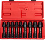Sunex 2695, ½ Inch Drive Driveline Limited Clearance Socket Set, 12-Point, 9-Piece, Metric, 8mm-17mm, Cr-Mo Steel, Heavy Duty StoraCase