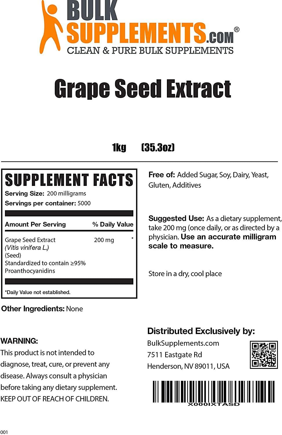BulkSupplements.com Grape Seed Extract Powder (5 Kilograms - 11 lbs)