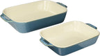 STAUB Ceramics Rectangular Baking Dish Set, Casserole Dish, Baking Pans for Lasagna, Cake, 2-Piece, Rustic Turquoise