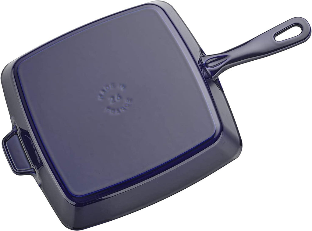 Staub Cast Iron 10-inch Square Grill Pan - Dark Blue, Made in France
