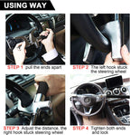 Tevlaphee Steering Wheel Lock Anti Theft Car Device Universal Car Theft Prevention Car Lock Adjustable Double Hook Emergency Hammer Window Breaker Self Defense Heavy Duty Secure (Black)