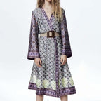 bohemian style v-neck long sleeve kimono