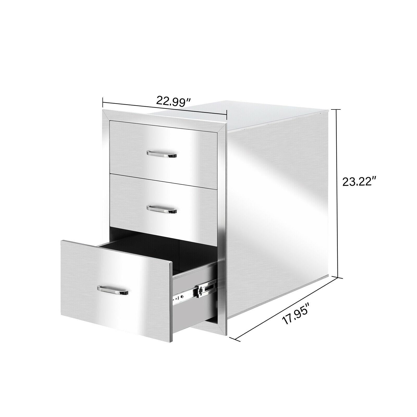 23"x18"x23" Outdoor Kitchen Drawer BBQ  Steel Access Drawer Silver