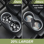 Nipichsha Car Cup Holder Coasters, Car Coasters for Cup Holders, 2 Pack Anti Slip Insert Coasters, Rubber Car Cup Mat with A Finger Notch, Cute Car Interior Accessories for Women Men(Black Flower)
