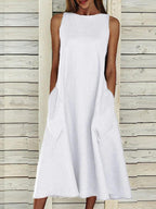 Women Casual Plain Sleeveless Dress