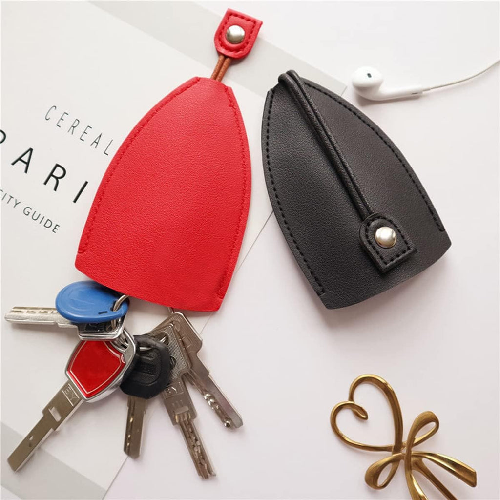 Car Key Case, 2PCS Creative Pull-Out Key Sleeve Keychain Bags, PU Leather Large-Capacity Protective Key Holder Hook (Black)