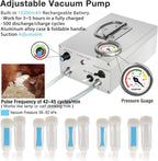 Hantop 6L Goat MilMachine, Rechargeable Pulsation Speed Adjustable Vacuum Pump with Pressure Gauge, 304  Steel Bucket Goat Milker Machine (Pro Plus)