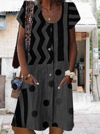 Plus Size Round Neck Short Sleeve Mini Dress