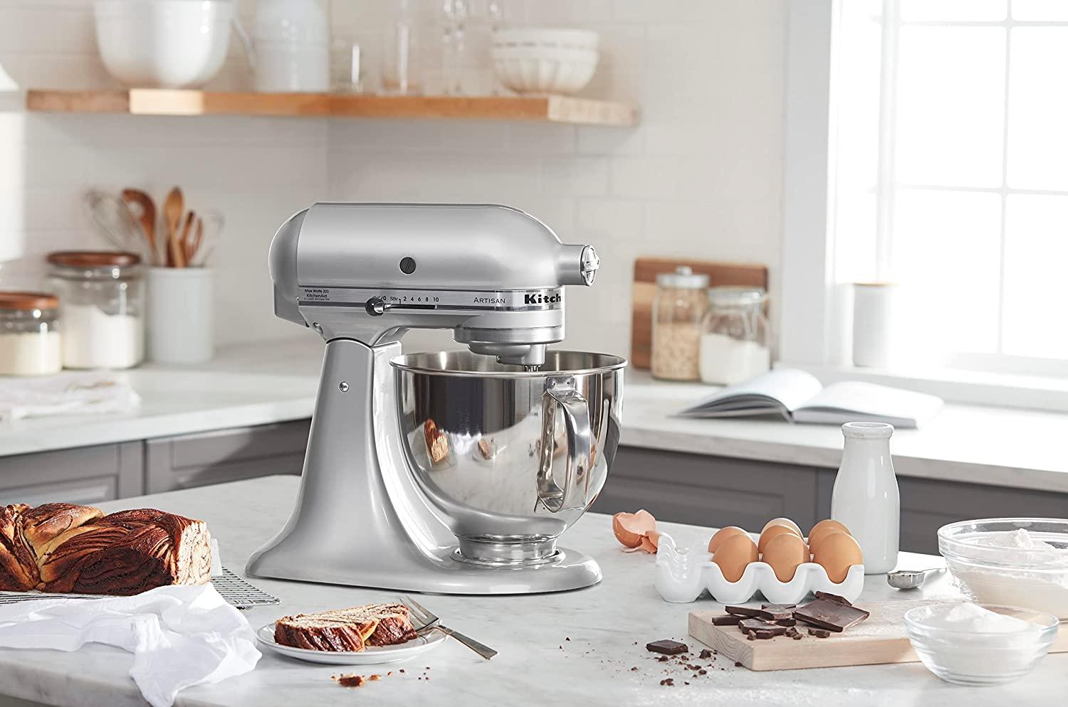 KitchenAid KSM150PSMC Artisan Series 5-Qt. Stand Mixer with Pouring Shield - Metallic Chrome