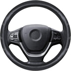 Elantrip Leather Steering Wheel Cover 15 1/2 to 16 inch Universal Large Soft Grip Breathable for Car Truck SUV Jeep Anti Slip Black