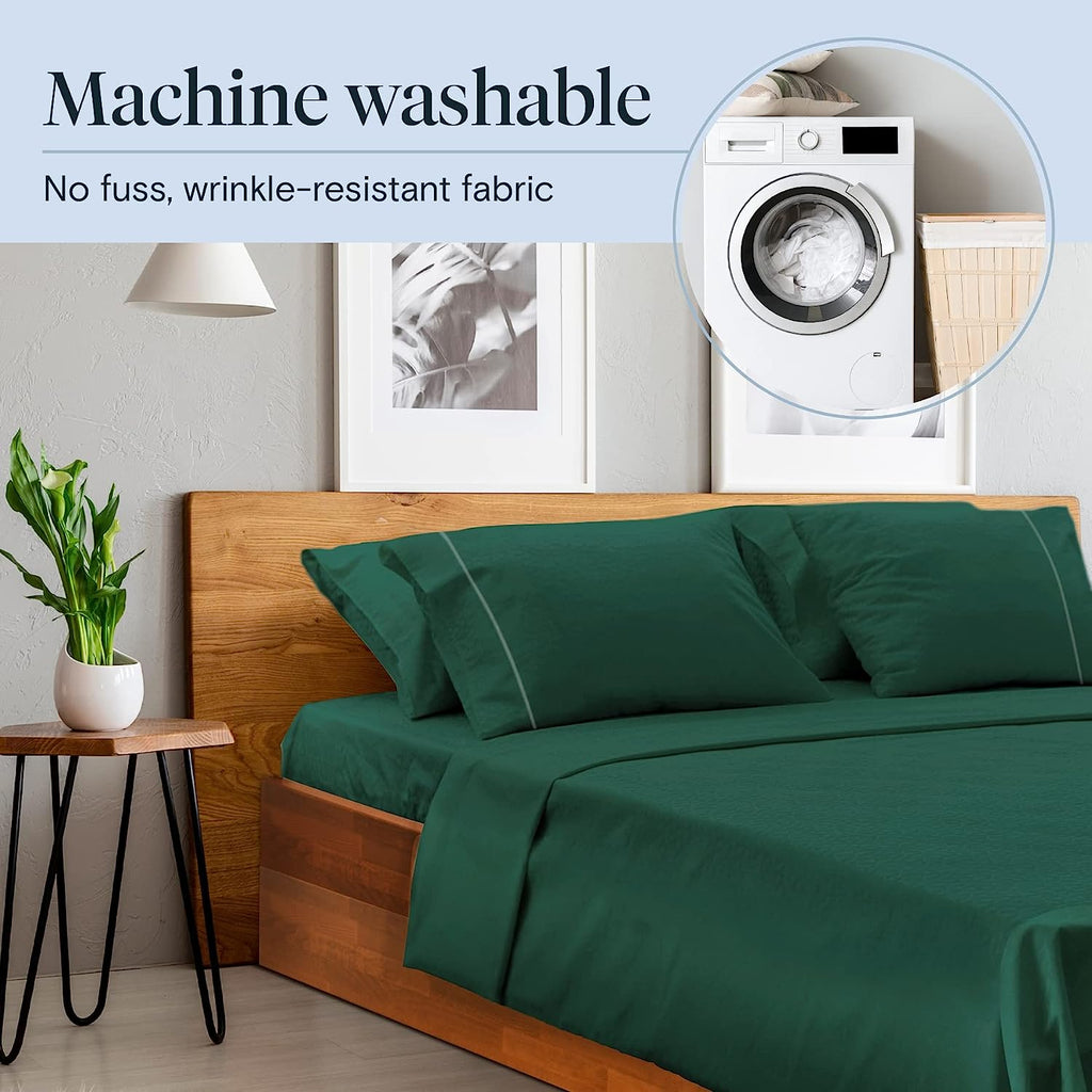 LuxClub 6 PC King Size Sheet Set Bamboo Sheets Deep Pockets 18" Eco Friendly Wrinkle Free Cooling Sheets Machine Washable Hotel Bedding Silky Soft - Emerald King