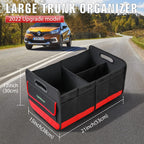 Simniam Collapsible Car Trunk Organize with 3 Removable Dividers, Trunk Organizer Fits Most Car, SUVs, Truck, or Minivan (2 Compartments, Red)