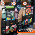 SURDOCA Car Organizers and Storage, Upgraded Car Seat Organizer with 11-inch Touch Screen Tablet Holder, Backseat Car Organizer with 9 Pockets, Car Seat Protector Road Trip Essentials for Kids, 1 Pack