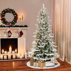 Puleo International 6.5 ft. Pre-Lit Slim Flocked Aspen Fir Artificial Christmas Tree with 450 UL-Listed Clear Lights