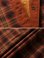 mens plaid patchwork 100 % cotton fleece lined thick lapel reversible jackets