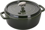 Staub Cast Iron 6-qt Cochon Shallow Wide Round Cocotte - Basil, Made in France