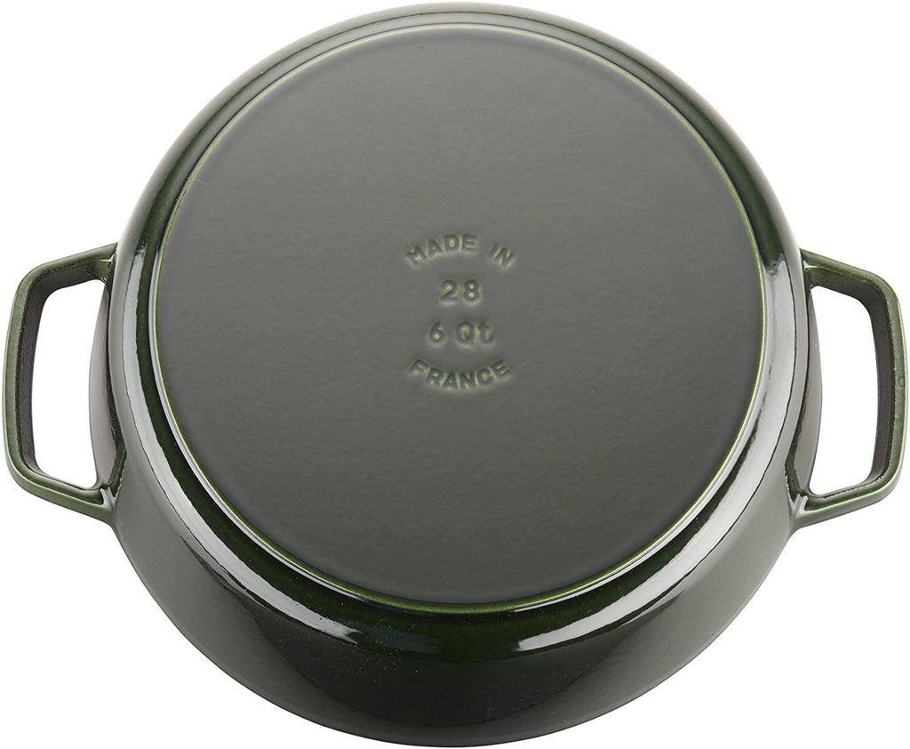 Staub Cast Iron 6-qt Cochon Shallow Wide Round Cocotte - Basil, Made in France