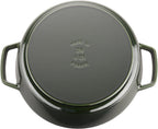 Staub Cast Iron 6-qt Cochon Shallow Wide Round Cocotte - Basil, Made in France