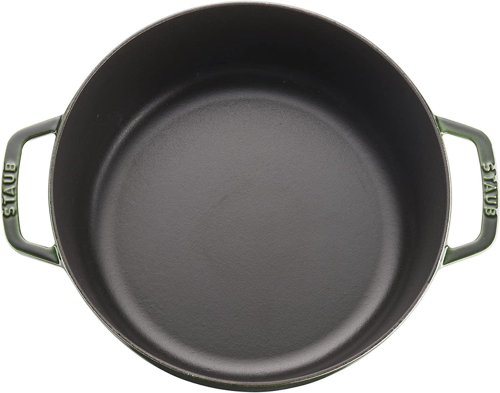 Staub Cast Iron 6-qt Cochon Shallow Wide Round Cocotte - Basil, Made in France