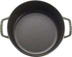 Staub Cast Iron 6-qt Cochon Shallow Wide Round Cocotte - Basil, Made in France