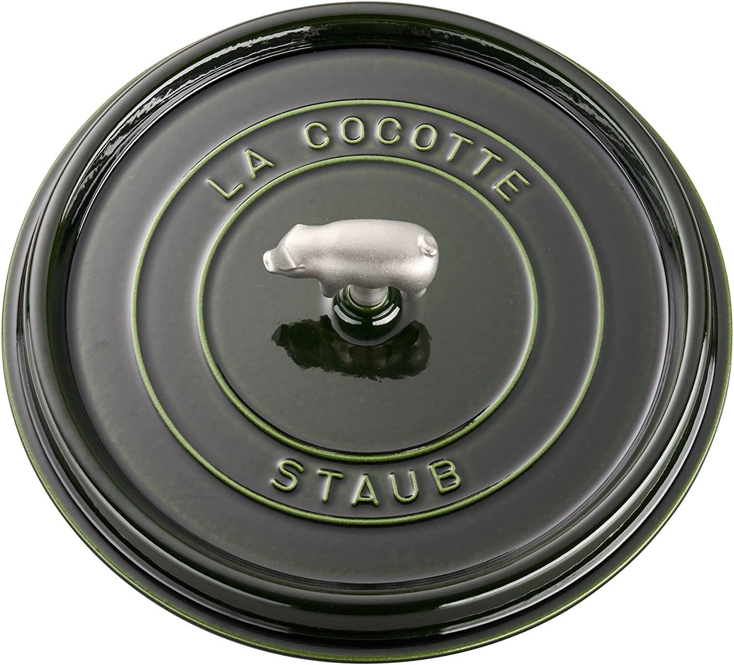 Staub Cast Iron 6-qt Cochon Shallow Wide Round Cocotte - Basil, Made in France