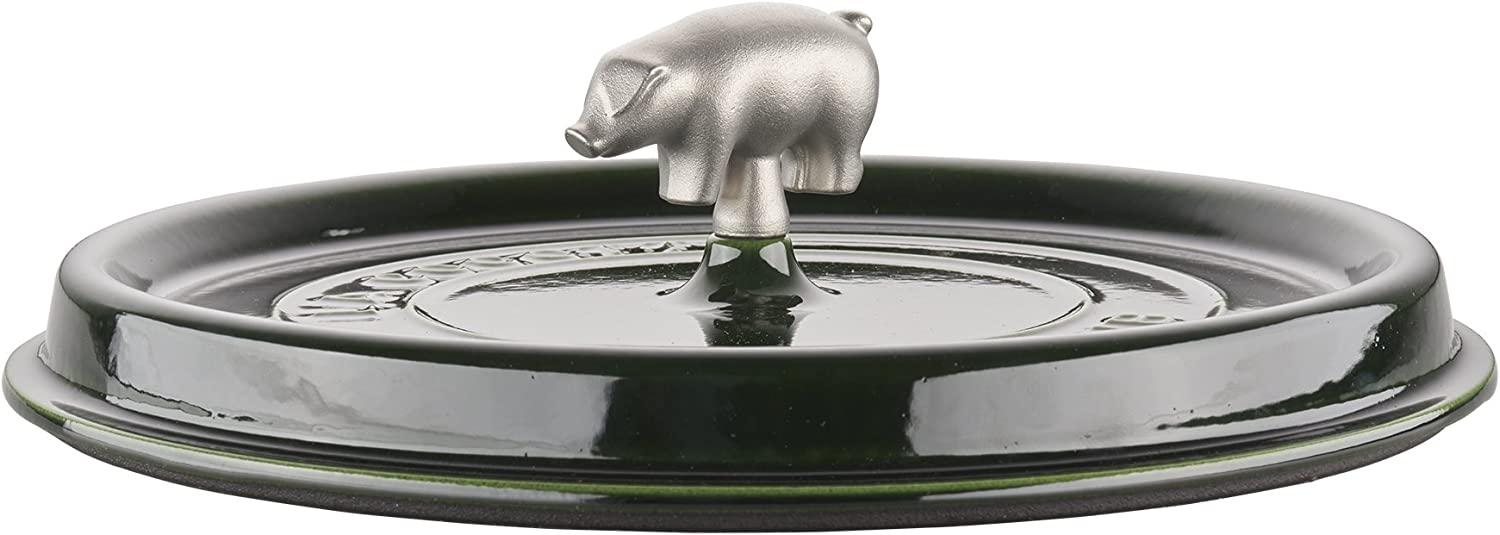 Staub Cast Iron 6-qt Cochon Shallow Wide Round Cocotte - Basil, Made in France