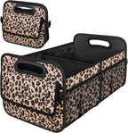 Car Trunk Organzier for suv,Car Organziers and Storage with 6 Big Pocket,Car Accessories for Women/Men 70L Waterproof Polyester Trunk Organzier for Car/SUV/Minivan/Truck(Large, Leopard print)