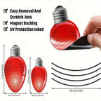 20pcs Reflective Car Magnets Set, 12pcs Lights Bulb Magnet Set For Holiday Party Car, Garage, Mailbox, Refrigerator Decal With 8 Magnet Wire