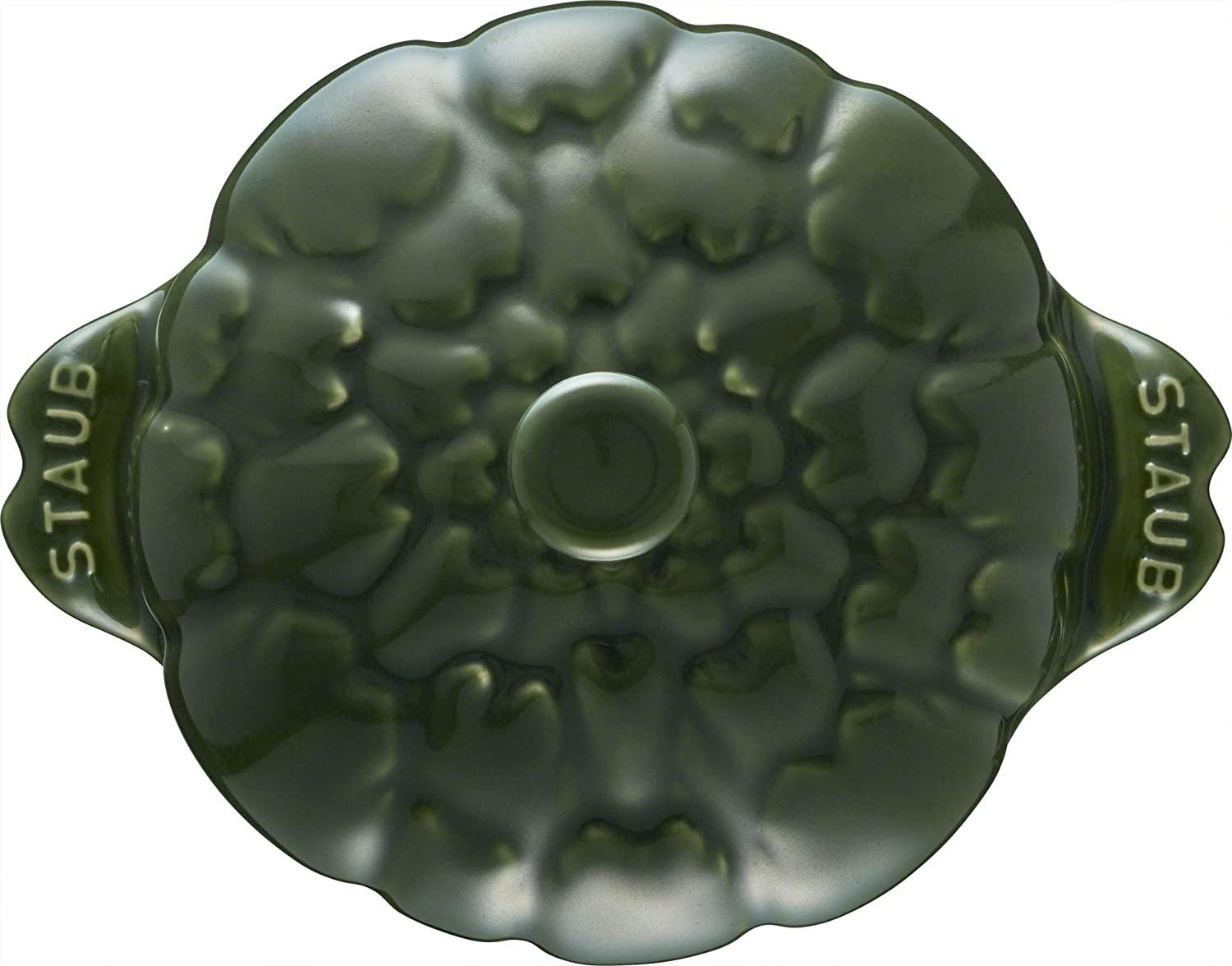 STAUB Ceramics Petite Artichoke Cocotte, 16-oz, Basil