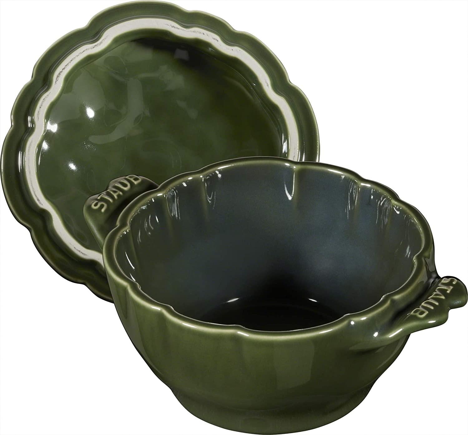 STAUB Ceramics Petite Artichoke Cocotte, 16-oz, Basil