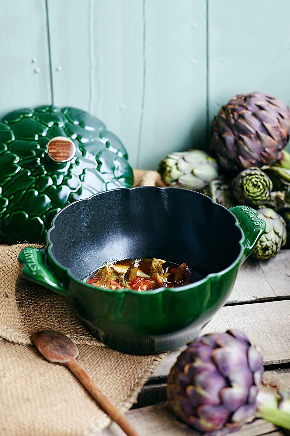 STAUB Ceramics Petite Artichoke Cocotte, 16-oz, Basil