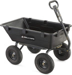 Gorilla Carts Heavy-Duty Poly Yard Dump Cart | 2-in-1 Convertible Handle, 1200 lbs Capacity | GOR6PS Model & Bond Manufacturing LH015 Mini D-Handle Round Point Shovel, 1-Pack, Red
