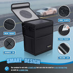 K KNODEL Car Trash Can, Waterproof Garbage Can/Bag with Lid, 600D Leak-Proof Trash Bin, Car Trash Hanging (Medium, Black)