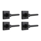 TonbridMatte Black Hall and Closet Door Lever with Square Rose (4-Pack)